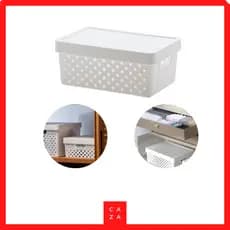 Caixa Organizadora Cesto Organizador com Tampa e alça Multiuso Resistente Organização 29x19x12 6L