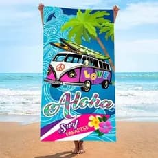 Toalha de Praia Gigante Estampada 140cm x 70cm 100% Poliéster Toalhas de Banho