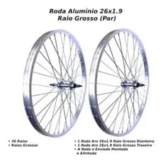 Par Roda Alumínio Aro 26 X 1.9 P/ Bicicleta C/ Raios Grosso ( Par ) MTB