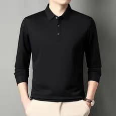 Camisa polo masculina de manga comprida outono de meia-idade manga comprida outono camisa polo de manga comprida masculi