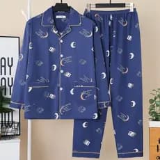 Pijama De Bolso Duplo Masculino Primavera E Outono Calças De Manga Comprida Algodão Roupas Para Casa Pijamas Masculinos