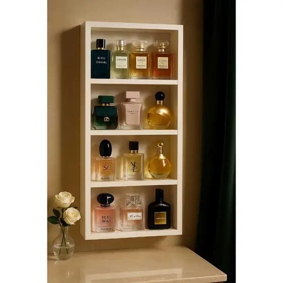 Expositor Prateleira Porta Perfume, Esmalte e Cosméticos com Divisórias – MDF Montado | 65cm Altura