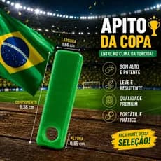 kit 02 Apitos chaveiros de Torcedor Copa do Mundo Brasil Verde e Amarelo Festa Torcida TRANSLUCIDO