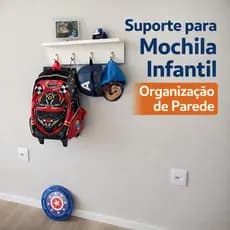 Suporte Para Mochila Infantil de Parede – Organizador Escolar Quarto Criança