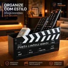 Porta Controle Remoto Claquete de Cinema em Metal – 3 Compartimentos
