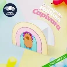 Porta Lápis e Canetas Capivara Arco-Íris - Organizador Multiuso com Divisoria
