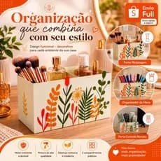 Porta Controle Remoto Flores - Organizador de Mesa Multifuncional Bonito 4 Controles Feito em Aço