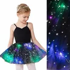 Crianças Saia Tule com Pisca - Glitter P/festa Carnaval Bailarina/LED