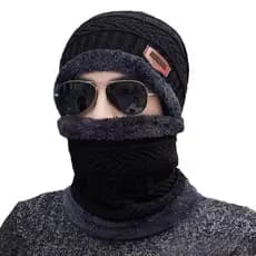 KIT2 Touca De Inverno Gorro De Frio De Lã Toca + Gola Cachecol