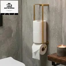 Suporte Porta Papel Higiênico Parede Preto/Dourado P/4 rolos