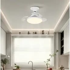 Ventilador de Teto Silencioso 120w Bivolt 3 hélices Retratil Lâmpada de LED 3 cores com Controle