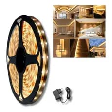 Fita Led 5m 3528 Branco Quente 12v Ip65 Com Fonte