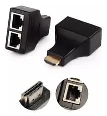 Kit 2 Extensor Sinal Repetidor Até 30m Cabo Rede Rj45 Hdmi