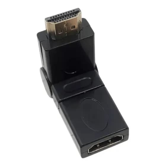 Adaptador Hdmi Femea Macho Flexível Giro 360o Preto