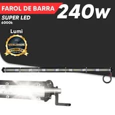 Farol De Barra Led Linear Auxilar 9d 240w branco firo12v-60v Off-road