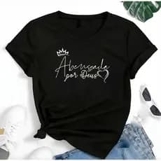 T-shirt Blusa Linda Abençoada Por Deus Camiseta Feminina Camisa