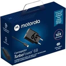 Carregador / Adaptador de Parede Motorola Turbo Duo 68W USB-A / USB-C + Cabo USB-C - USB-C - Preto