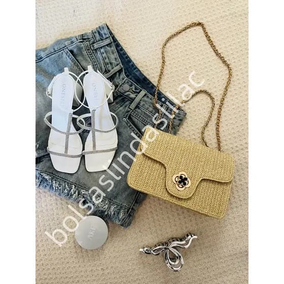 Bolsa Feminina de Praia Bag Saco De Palha Verão Bolsa Transversal