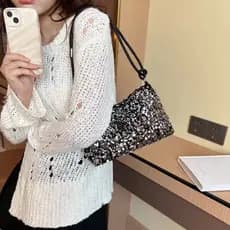 Moda feminina bolsa de ombro bolsa mensageiro bolsa de veludo lantejoulas bolsa de braço