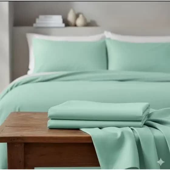 Lencol de Cama Casal Superior Verde Agua Sem elastico, 100% Poliester, Envio imediato