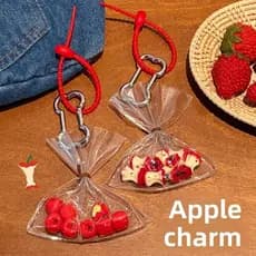 2026 Apple Chaveiro Saco Auto Decoração Interior Acessórios Simulado Frutas Portátil Espelho Retrovisor Pingente De