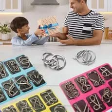 8 Pçs/Set Metal Montessori Puzzle Fio IQ Mind Brain Teaser Quebra-Cabeças Adultos Jogo Interativo Apaziguador Brinquedos