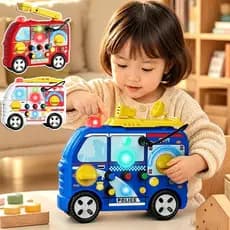 Novo Carro Do Bebê Atividade Ocupado Placa Sensorial Brinquedo Montessori Simulação Polícia Fogo Ambulância Som Interrup