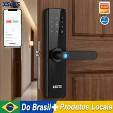 Fechadura Digital Inteligente Eletrônica Desbloqueio Tuya Wifi App Biometria, Senha, Cartão, Chave