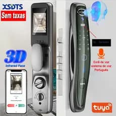 Tuya 3D Face Intercomunicador Real Fechadura de porta inteligente digital Câmera Senha impressão