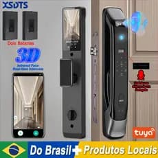 Fechadura de porta digital com reconhecimento facial, intercomunicador em tempo real 3d com câmera