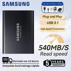 Samsung T5 SSD Externo 2TB4TB8TB16TB Hd Externo Portátil USB 3.1 Unidade De Estado Sólido Externo