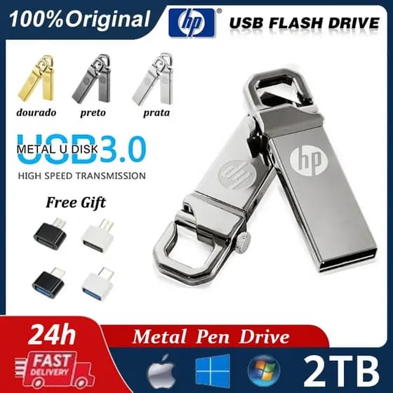 Original HP 2TB Unidade De Metal Pen Drive Portátil De Armazenamento De Grande Capacidade USB3.0 Flash Drive