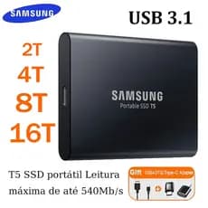 Original Samsung T5 SSD Externo 2TB4TB8TB16TB Estado Sólido HD Externo Para Desktop Portátil External Hard Drive