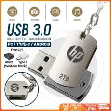 HP 2TB Pendrive USB3.0 Flash Drive Unidade de armazenamento portátil de alta capacidade é resistente à água e poeira