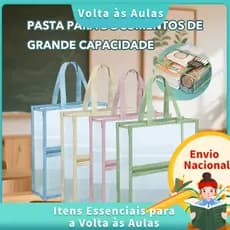 Bolsa Organizadora de Material Escolar com Divisórias, Transparente, à prova d'água, Pasta de Documentos
