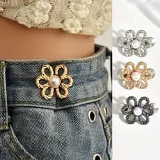 Calças Elásticas De Cintura Ajustável Fivela Clipe Em Forma De Flor , Adequado Para Jeans , Camisetas , Sem Necessidade