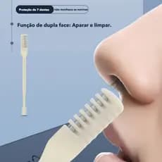 Aparador de pelos nasais com duas pontas, lavável e portátil, com rotação de 360 graus para remoção de pelos nasais.