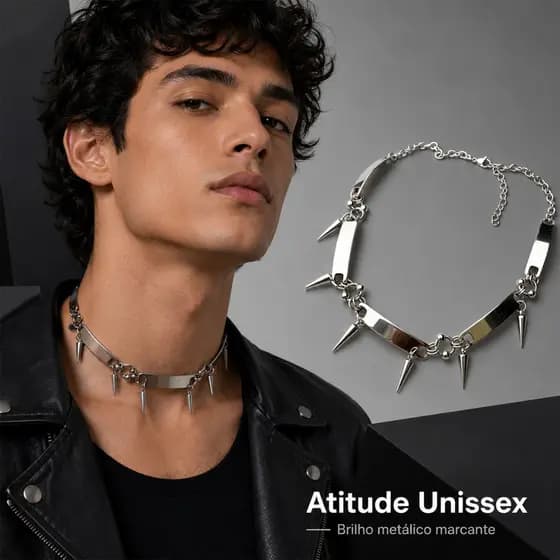 Colar Minimalista Com Ponta , De Metal Unissex Borda Punk , Gargantilha Ajustável Para Uso Diário