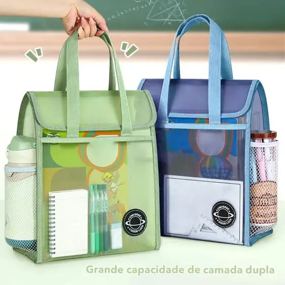 Saco De Arquivo Extra Grosso , Bolsa De Camada Dupla , Armazenamento De Malha Transparente