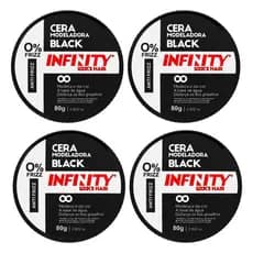 kit 4x Cera Modeladora  Black  INFINITY LOOKS HAIR 80 gramas ✨ Estilo e Perfume em Cada Fio!