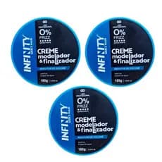 Kit 3x Creme Modelador & Finalizador 160g Infinity | Extra Forte | 0% Frizz | Redutor de Volume