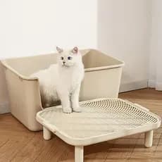 Tapete De Areia Para Gatos Com Suporte De Carga Estável Rampa De Camada Dupla Função