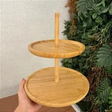 Petisqueira 2 Andares Em Bambu Para Frios Porta Doces Decoração Mesa Gourmet