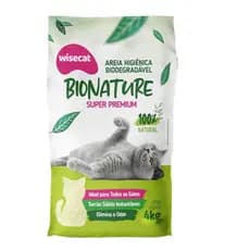Areia de Mandioca Para Gato 4KG Higienica Biodegradável Bionature Wisecat