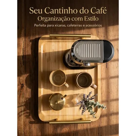 Bandejas Bambu com alças Bandeja de Copo de Madeira de Bambu, Bandeja de Madeira