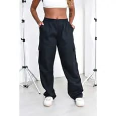 calça femininas cargo skate 5 bolsos sarja com elastano na cintura com cordão