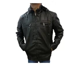 jaqueta de couro masculina forrada capuz removível