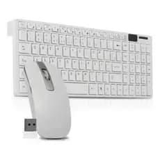 KIT TECLADO E MOUSE BRANCO SEM FIO ULTRAFINO ERGONÔMICO 2.4G