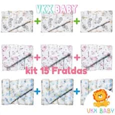 Kit 15 Fraldas de Pano Bebê 60cm x 60cm - 100% Algodão - Minasrey