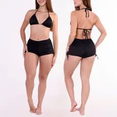 Conjunto Short Bíquini Com Bojo Sunkini Piscina com Ajustes nas Laterais Amarrar Forrado Moda Praia